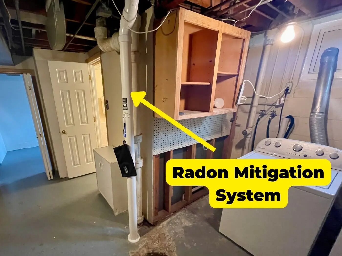 Interior Pipe of Radon Mitigation System